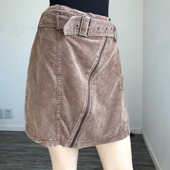 Brown Corduroy Skirt with Belt - Picture 1 of 8